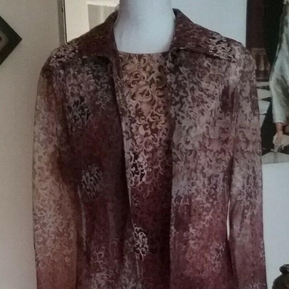 3 piece Women Damask Leopard Top Jacket Cocktail Long Maxi Shirt Dress
